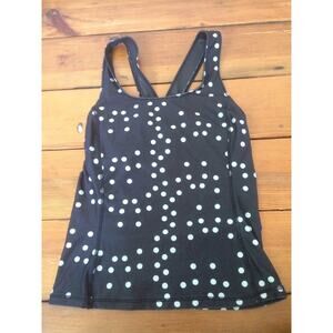 Nike Fit Dry Dri Black Bra Polka Dot Racerback Tank Workout Shirt XS-S 4-6